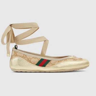 Gucci Shift Damenballerina In Silver