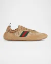 Gucci Women Shift Sneakers In Gg Fabric And Leather In Brown