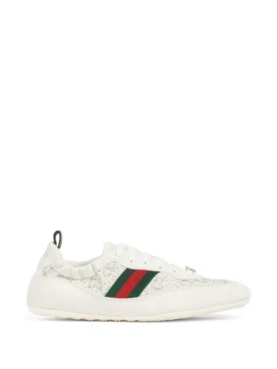Gucci Shift Sneakers Embroidered Accents Low Top Sole In Neutral