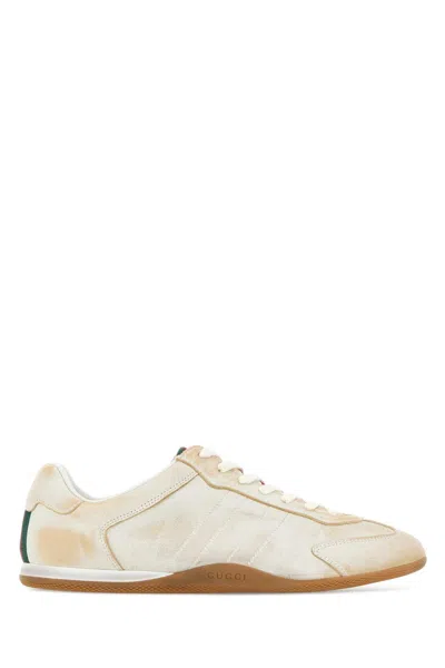 Gucci Shift Leather Sneaker For Women In Neutral