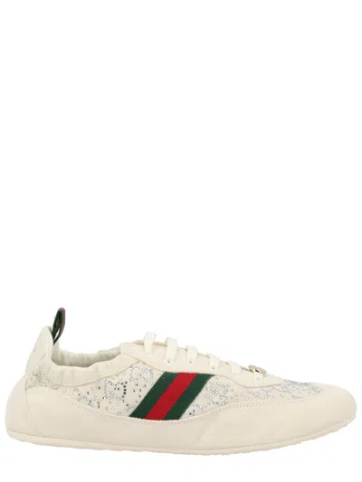 Gucci Shift Sneakers Embroidered Accents Low Top Sole In Neutral