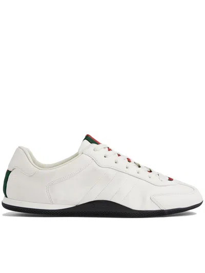Gucci White Calf Leather Bos Taurus Low Top Sneakers In Neutral