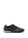 Gucci Men Black Low Top Sneakers With Web Tongue In Leather Man In Black