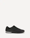 Gucci Men Black Low Top Sneakers With Web Tongue In Leather Man In Black