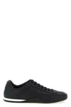 Gucci Men Black Low Top Sneakers With Web Tongue In Leather Man In Black