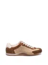 Gucci Shift Suede Sneakers With Gg Supreme Fabric Inserts In Brown