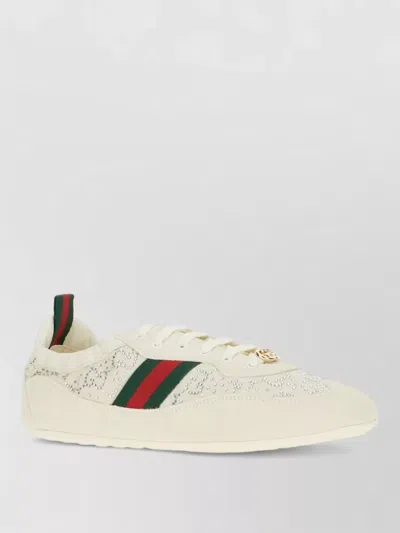 Gucci Shift Sneakers Embroidered Accents Low Top Sole In Neutral