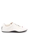 Gucci White Calf Leather Bos Taurus Low Top Sneakers In Multi