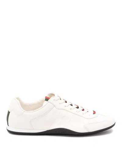 Gucci White Calf Leather Bos Taurus Low Top Sneakers In Neutral