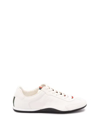 Gucci White Calf Leather Bos Taurus Low Top Sneakers In Neutral