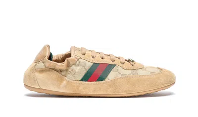Gucci Shift Low Top Sneakers Rubber Sole Stripe In Brown