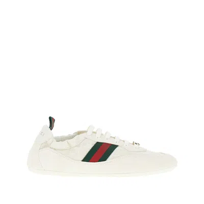Gucci Cream Calf Leather Bos Taurus Low Top Sneakers In Neutral