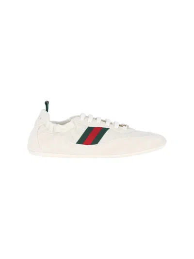 Gucci Shift Sneakers Embroidered Accents Low Top Sole In Neutral