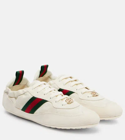 GUCCI SHIFT SUEDE-TRIMMED CANVAS SNEAKERS