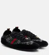 Gucci Shift Suede-trimmed Sneakers In Black