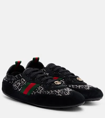 GUCCI SHIFT SUEDE-TRIMMED SNEAKERS