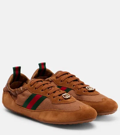 GUCCI SHIFT SUEDE-TRIMMED SNEAKERS