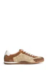 Gucci Shift Suede Sneakers With Gg Supreme Fabric Inserts In Brown