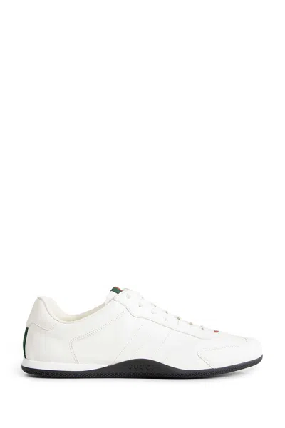 Gucci White Calf Leather Bos Taurus Low Top Sneakers In Neutral
