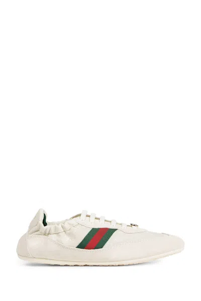 Gucci Cream Calf Leather Bos Taurus Low Top Sneakers In Neutral