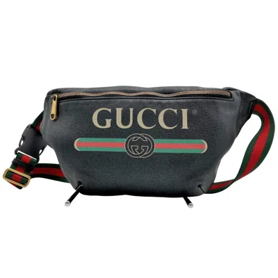 Gucci Shima Line Black Leather Shoulder Bag ()