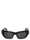 Gucci Shiny Black Acetate Rectangular Sunglasses In Black