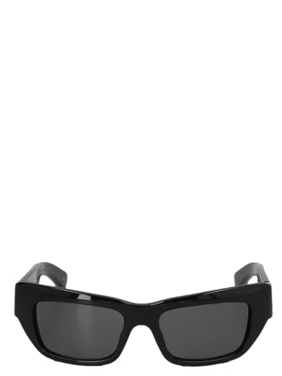 Gucci Shiny Black Acetate Rectangular Sunglasses