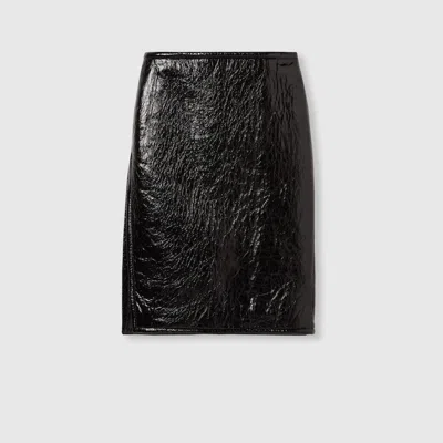 Gucci Shiny Leather And Neoprene Skirt In Black