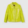 Gucci Shiny Leather Boxy Jacket In Green