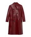 Gucci Womens Rosso Ancora Double-breasted Two-flap-pockets Leather Coat In Red
