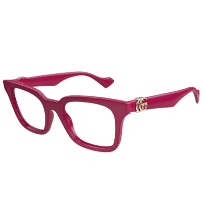 Gucci Shiny Strawberry Red Mini Eyeglasses With Clear Demo Lenses In Pink