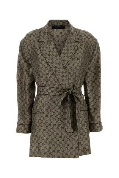 Gucci Printed Twill Blazer In Green