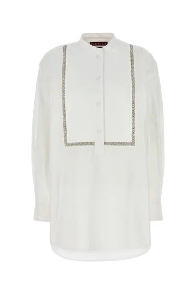 Gucci White Poplin Shirt With Details