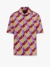 Gucci Bowling Cotton Popeline Shirt With All-over Surfer Print In Beige
