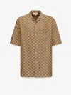 Gucci Summer Gg Supreme Linen Blend Shirt In Beige