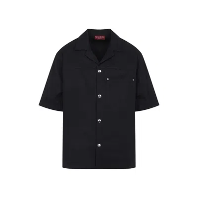 Gucci Classic Short-sleeve Cotton Shirt In Black