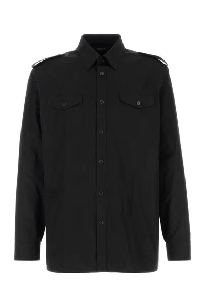 Gucci Poplin Cotton Shirt In Black