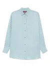 Gucci Womens Aqueous Monogram Relaxed-fit Silk Shirt In Blue