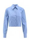 Gucci Gg Cropped Cotton Oxford Shirt In Blue