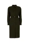 Gucci Shirt Dress With Belted Waist And Long Sleeves In Green