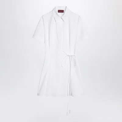 Gucci Mini Dress Short Sleeves Waist Tie Detail In White