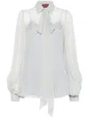 Gucci Light Blue Printed Chiffon Shirt In Gray