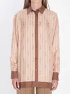 Gucci Long Sleeves Striped Silk Shirt In Neutral