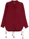 Gucci Womens Rosso Ancora Embroidered Drawstring-sleeves Cotton-poplin Shirt In Red