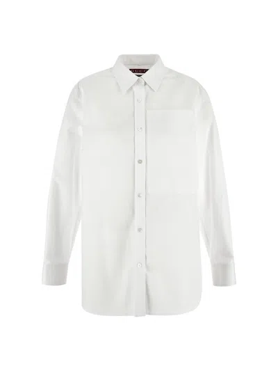 Gucci Women White Shirt With Tonal Logo Lettering Embroidery On The Collar In Cotton Woman