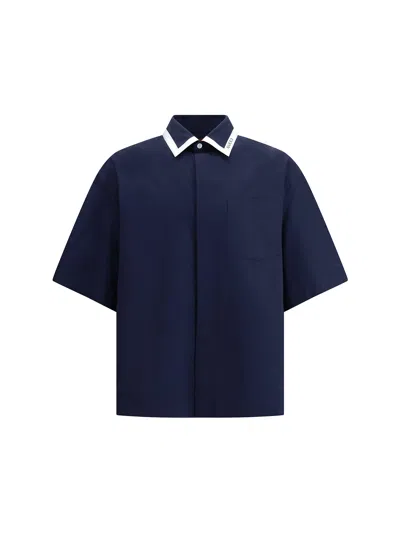 Gucci Shirt With Contrast Collar In Blue
