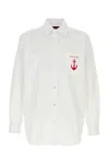 Gucci White Shirt With Classic Collar And Logo Detail On The Front In Cotton Man In White