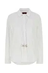 Gucci White Shirt With Pointed Collar With Tie Detail And Horsebit In Cotton Woman In White
