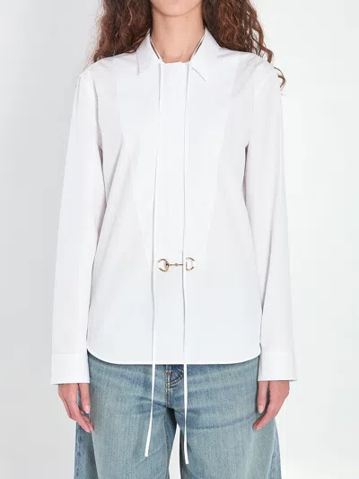 Gucci Cotton Poplin Shirt With Horsebit In White