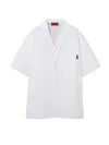 Gucci White Bowling Shirt With Web Detail On The Front And Maxi Web Print With Logo Lettering On The